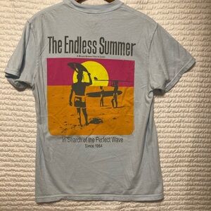 The Endless Summer vintage surf TEE- light blue with multicolored movie logo